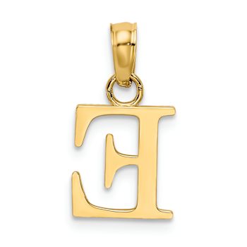 14k Yellow Gold Polished Block Letter E Initial Pendant