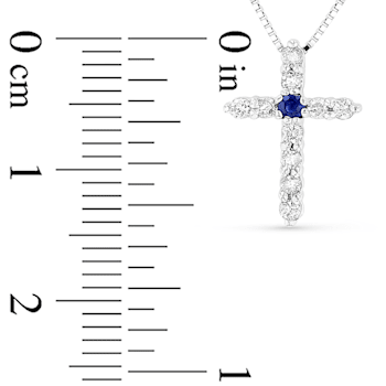 0.18ctw Sapphire and Diamond Cross Pendant in 14k White Gold