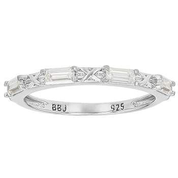 Moissanite Baguette Stackable Ring Set Of 2 In Platinum-Enhanced
Sterling Silver 0.72ctw DEW