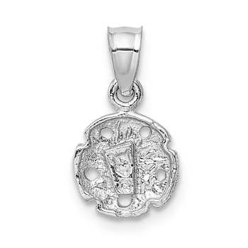Rhodium Over 14k White Gold Diamond-Cut and Textured Sand Dollar Pendant