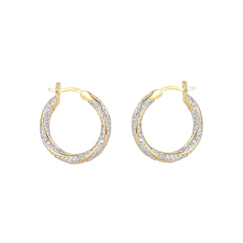 White Cubic Zirconia Rhodium And 18K Yellow Gold Over Sterling Silver
Hoop Earrings 2.89ctw