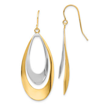 14k Two-tone Teardrop Dangle Earrings