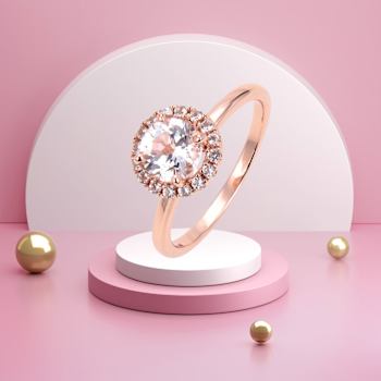 Round White Topaz 14K Rose Gold Over Sterling Silver Ring, 1.90ctw