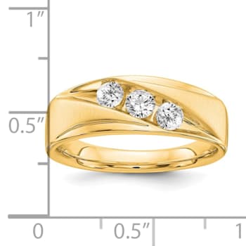 14K Yellow Gold Lab Grown Diamond SI1/SI2, G H I, Men's 3-stone Band