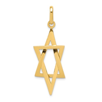 14k Yellow Gold Elongated Star of David Pendant