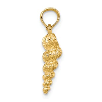 14k Yellow Gold Textured Mini Common Wentletrap Shell Pendant