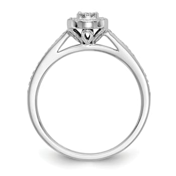 Rhodium Over 14K White Gold Lab Grown Diamond Cluster Engagement Ring 0.185ctw