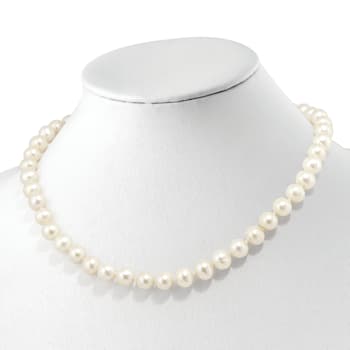 Rhodium Over Sterling Silver 9-10mm White FWC Pearl Cubic Zirconia Clasp
Adjustable Necklace