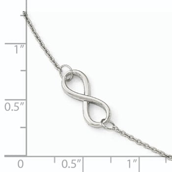 14K White Gold Polished Infinity with 1-inch Extension Anklet