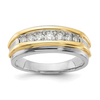 10K Two-tone Yellow and White Gold Lab Grown Diamond Men's Band