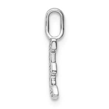 14K White Gold Diamond Letter E Initial Pendant