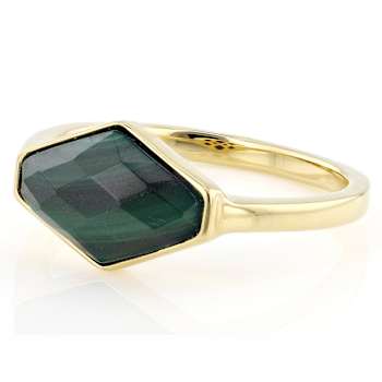 Malachite Freeform Ring In 18K Gold Over Sterling Silver