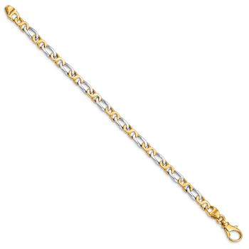 10k Yellow Gold and 10k White Gold 4.8mm Hand Polished Fancy Link Bracelet