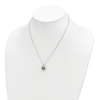 Rhodium Over Sterling Silver 9-10mm Teardrop Tahitian Saltwater Cultured
Pearl Necklace