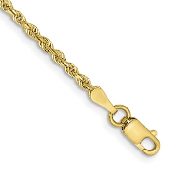 10k Yellow Gold 2mm Diamond-Cut Quadruple Rope Link Bracelet