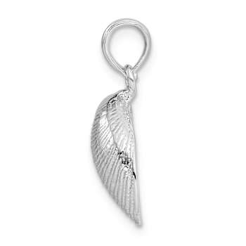 Rhodium Over Sterling Silver Polished Clam Shell Pendant