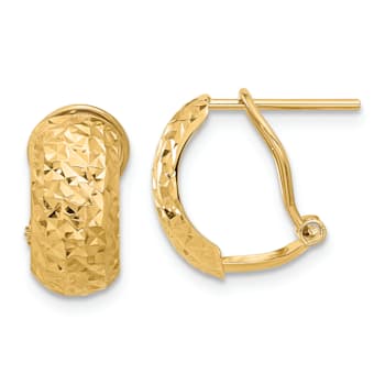 14K Yellow Gold Polished and Diamond-Cut Earrings