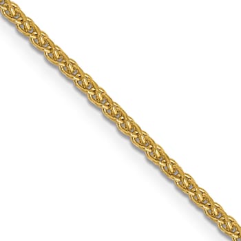 14k Yellow Gold 1mm Solid Diamond Cut Wheat Chain 16"