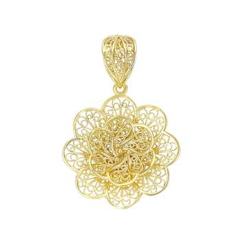 Flower Filigree Enhancer Pendant In 18K Gold Over Sterling Silver