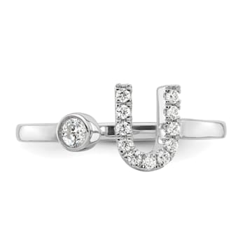 Rhodium Over 14K White Gold Lab Grown Diamond VS/SI GH, Initial U
Adjustable Ring