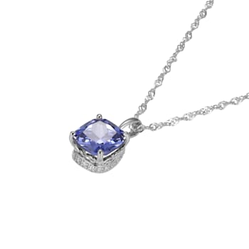 Blue And White Cubic Zirconia Platinum Over Silver December Birthstone
Pendant With Chain 6.72ctw