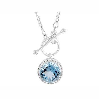 Sky Blue Topaz Solitaire Necklace In Sterling Silver 6.61ct
