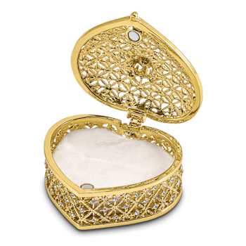 ROMANCE Filigree Heart with Ring Pad Trinket Box