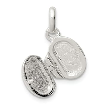 Sterling Silver Polished Pink Enamel Clover Oval Locket Children's Pendant