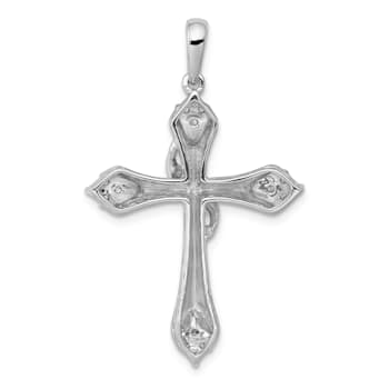 Rhodium Over 14k White Gold Diamond Cross Pendant