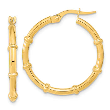 14k Yellow Gold Polished 1" Fancy Hoop Earrings