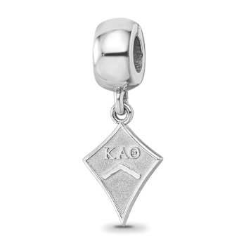 Rhodium Over Sterling Silver LogoArt Kappa Alpha Theta Kite Bead