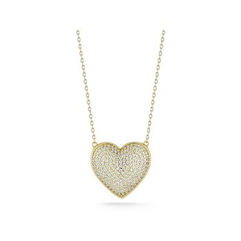 Sterling Statements 14K Yellow Gold Over Sterling Silver Pave Puffed
Heart Necklace