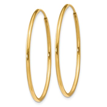 14k Yellow Gold 1 3/16" Endless Hoop Earrings
