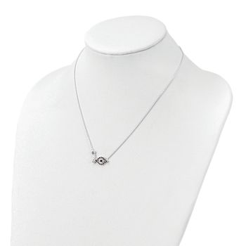 Multi-Color CZ Evil Eye Pendant Necklace In Sterling Silver 18 Inch