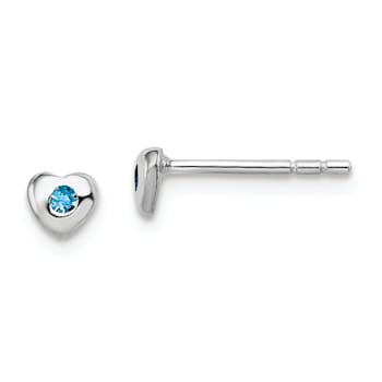 Rhodium Over Sterling Silver December Blue Preciosa Crystal Heart Earrings