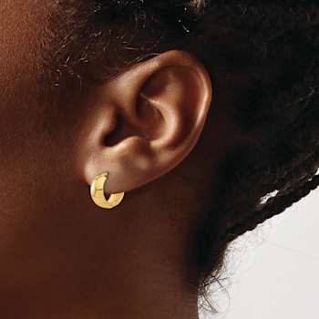 14k Yellow Gold Polished 7/16" Hinged Huggie Hoop Earrings