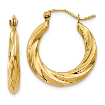 14k Yellow Gold 1/2" Polished Twisted Hoop Earrings