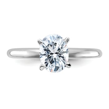 Rhodium Over 14K White Gold 1 1/2 ct. G H I True Light Oval Moissanite
Solitaire Ring