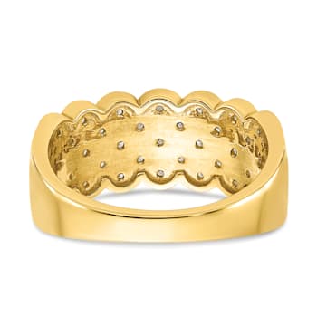 14K Yellow Gold Pave Diamond Wedding Band 0.24ctw