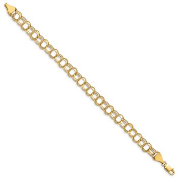 14k Yellow Gold 7mm Triple Link Charm Bracelet