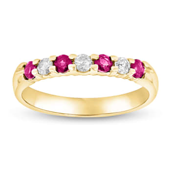 0.35ctw Ruby and Diamond Wedding Band Ring in 14k Yellow Gold