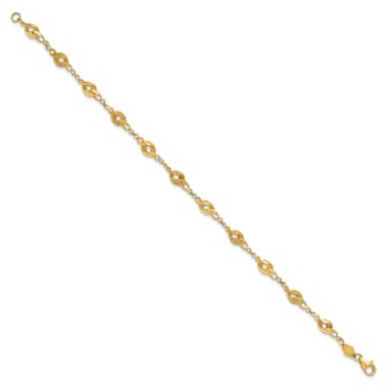 10k Yellow Gold Polished and Laser Design Spiral Link Bracelet