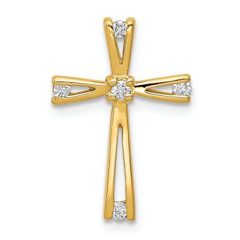 14k Yellow Gold Diamond Cross Pendant