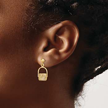 14K Yellow Gold Textured Nantucket Basket Earrings