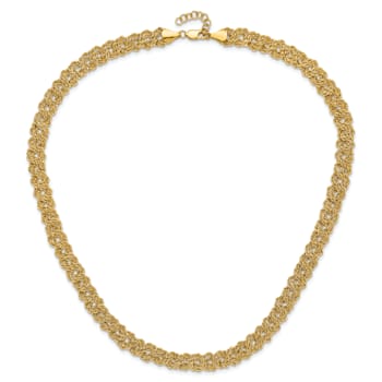 14K Yellow Gold Diamond-cut Braided Rope Chain 17.5-inch with 1-inch
Ext. Necklace