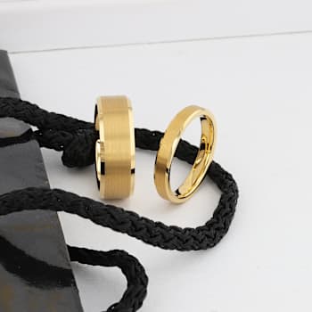 HONOR Gold-Plated Tungsten Beveled Polished Edges Flat Ring with Brushed
Center 6mm