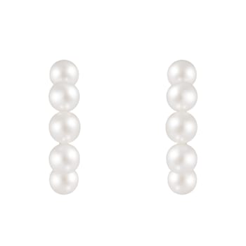 White Cultured Freshwater Pearl 14k Yellow Gold Earrings 6-6.5mm