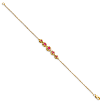14k Yellow Gold Marquise Ruby Bracelet