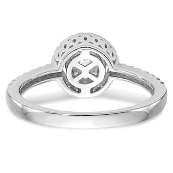 Rhodium Over 14K White Gold Lab Grown Diamond Cluster Engagement Ring 0.478ctw