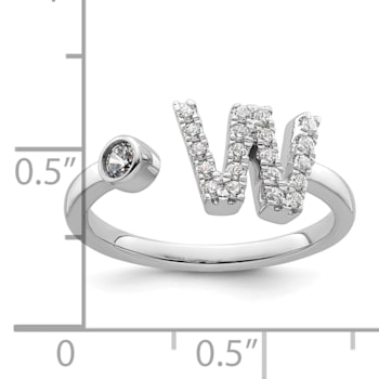 Rhodium Over 14K White Gold Lab Grown Diamond VS/SI GH, Initial W
Adjustable Ring
